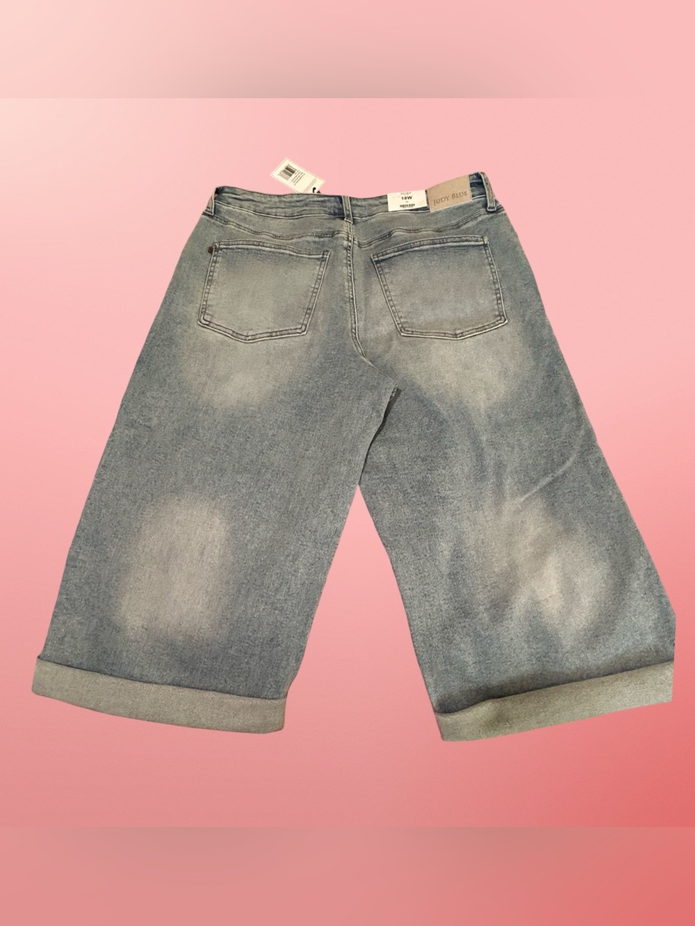 NWT! JUDY BLUE,WIDE CROP MED. BLUE JEANS IN PLUS SIZE 18W. MID RISE,FINISHED HEM - Picture 3 of 16